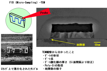 静電破壊MOSトランジスタの断面構造観察