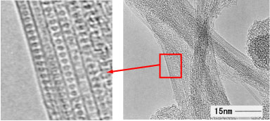 C60を内包したSWCNT15nm